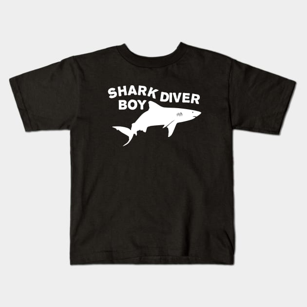 Shark Diver Boy Kids T-Shirt by TMBTM